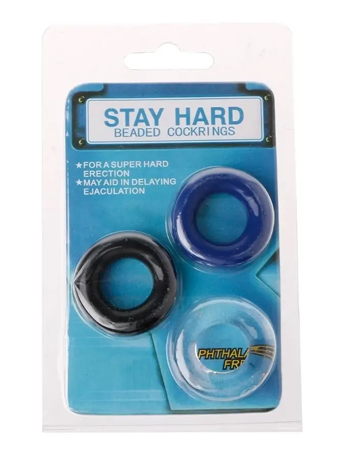 Stay Hard Beaded Cock Ring or Delay Ring 3pack
