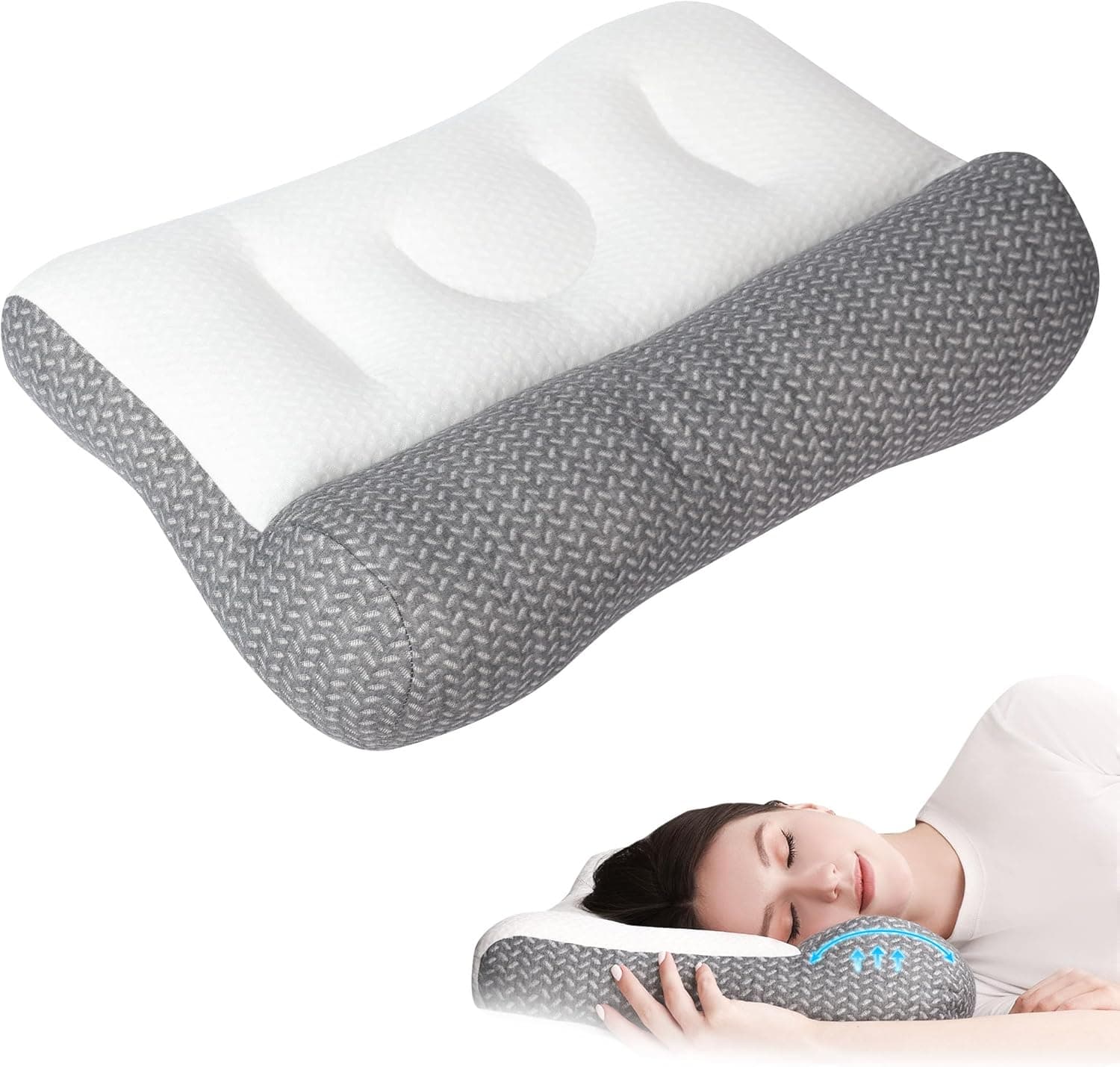 Super Ergonomic Pillow, Orthopedic Correction Bed Pillow Repair Traction Pillow, Neck Support Pillow for Side Sleepers, Neck and Shoulder Pain Pillow for All Sleeping Positions
