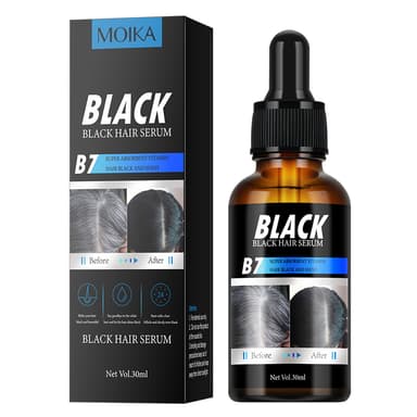 Moika Black Hair Serum, Natural Anti-Greying Hair Darkening Serum, for Thicker, Longer Hair, Restore Hair Natural Color 30ml 1