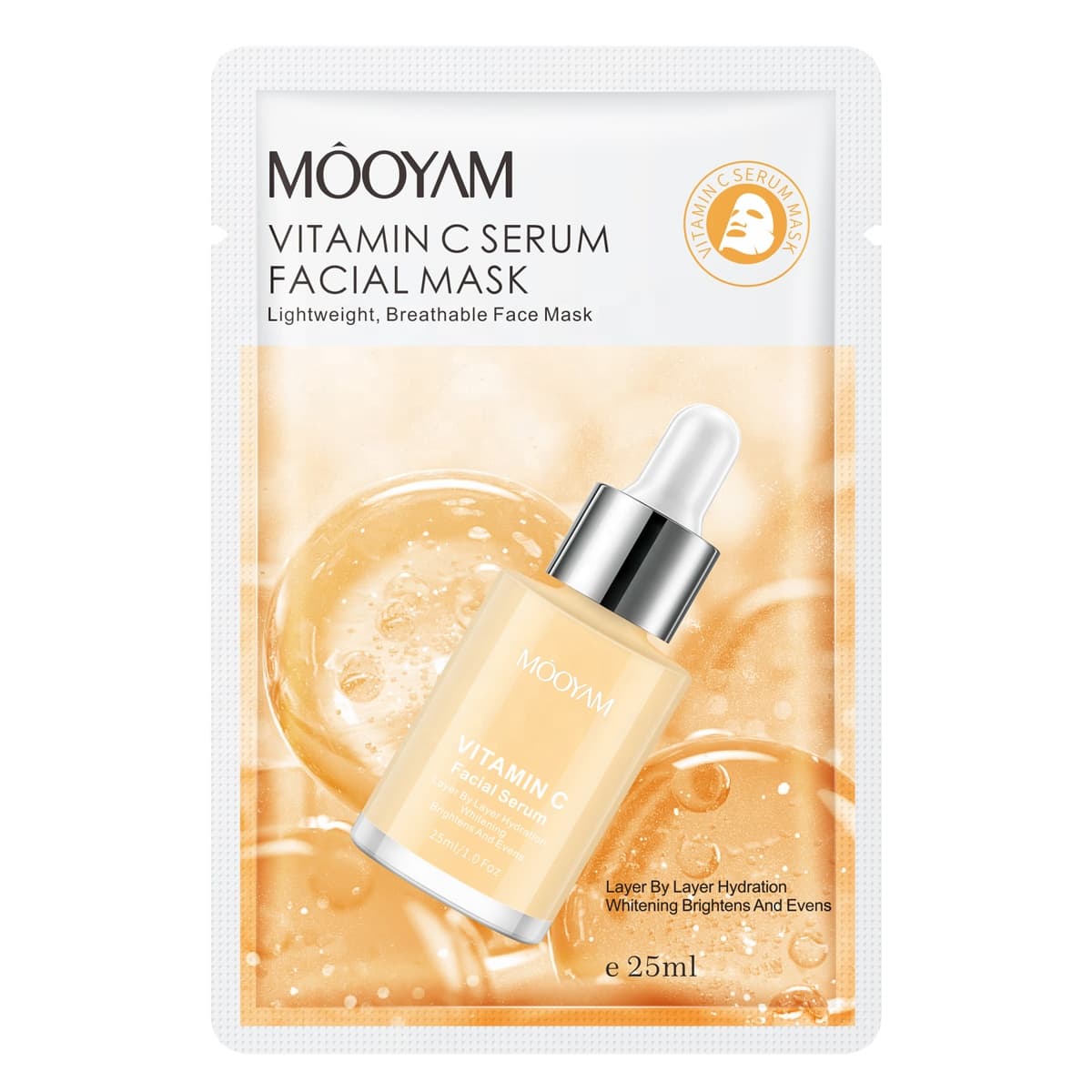 Mooyam Vitamin C Face Masks - Hydrating and Brightening Facial Masks, Bulk Pack for All Skin Types, Nourishing Sheet Masks for Firming and Beauty
