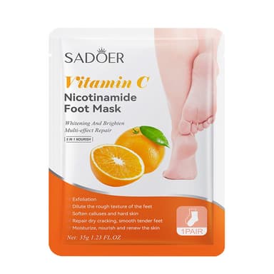 SADOER Vitamin C & Niacinamide Foot Mask Lightening Dark Feet & Whitening Very Moisturizing Foot Mask For Dark Knuckle Foot Mask 35g 1