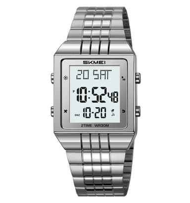 SKMEI 2335 Retro Digital Stainless Steel 30M Waterproof LED Wrist Watch For Men And Women – Alarm, Stopwatch, Calendar & Backlight Display 1