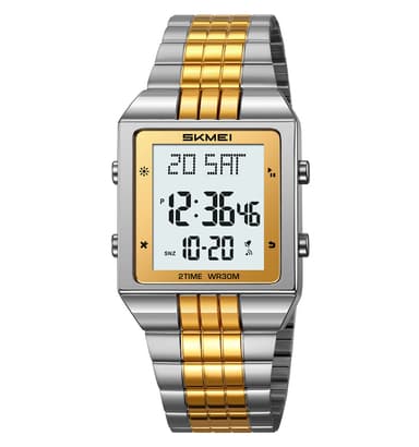 SKMEI 2335 Digital Stainless Steel 30M Waterproof LED Wrist Watch For Men And Women – Alarm, Stopwatch, Calendar & Backlight Display 1