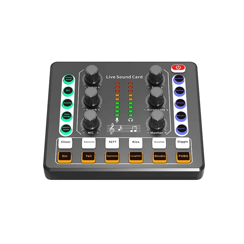 M8 Sound Card for Live Streaming, Optional 48V Microphone, Universal for Computers and Mobile Phones