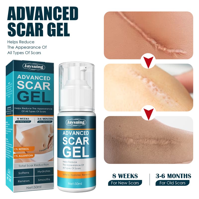 Jaysuing Advanced Scar Removal Gel - Effective Solution for New and Old Scars, Stretch Mark Removal, Multifunctional Acne Scar Remover, Fades Burn and Post-Surgery Scar Tissue for Face