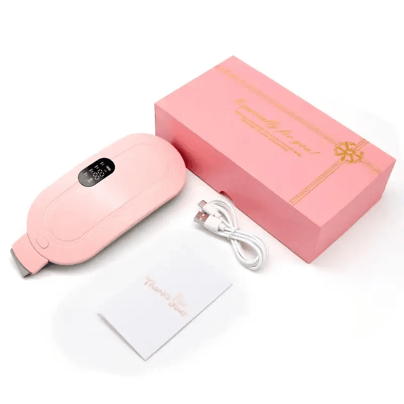 Portable Cordless Heating Pad for Menstrual Cramps Relief, for Stomach, 3-Speed Temperature Adjustment and 4-Speed Massage Modes, Back and Belly Heating Pad for Women Pink Color