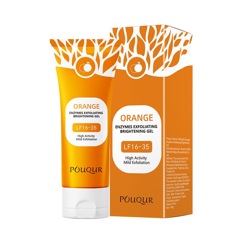 POUQUR Orange Enzymes Exfoliating Brightening Gel – Professional Facial Care Solution For Removing Dead Skin Cells And Enhancing Natural Glow 100g