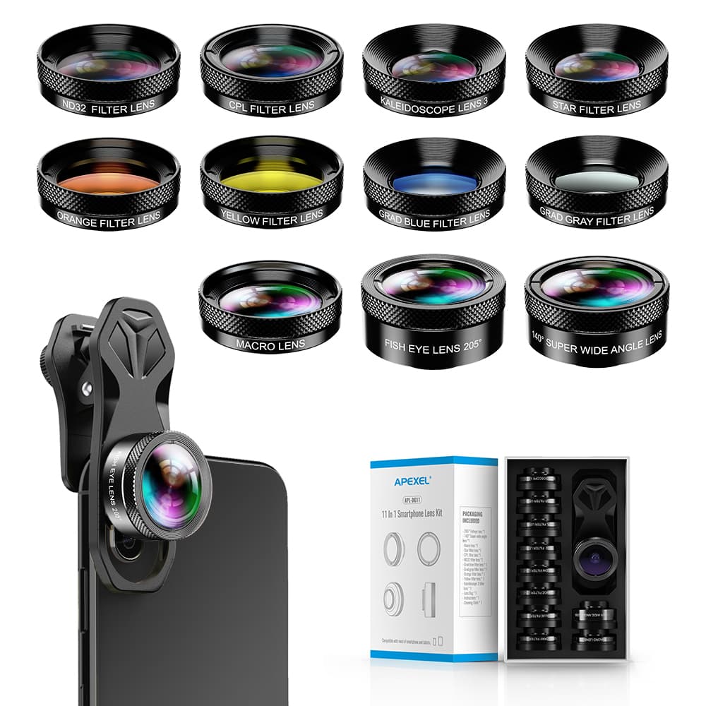 APEXEL Professional 11 in1 Phone Camera Lens Kit for Smartphone