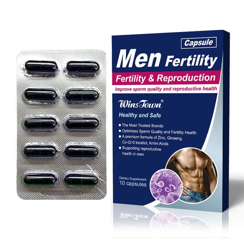 WinsTown Men's Fertility & Reproduction Capsules – Advanced Male Fertility Supplement With Zinc, Ginseng, CoQ10, Inositol & Amino Acids For Reproductive Health And Sperm Quality Support (10 Capsules)