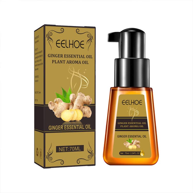 Eelhoe Natural Ginger Slimming Essential Oil 70ml – Fat Burn & Massage Oil for Lymphatic Drainage, Metabolism Boost & Full-Body Slimming