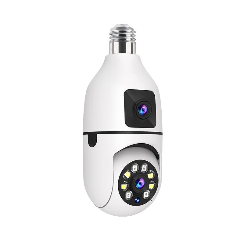 Dual Lens PTZ Bulb Camera 360° 1080P – Motion Tracking, Night Vision & Two-Way Audio Security Camera