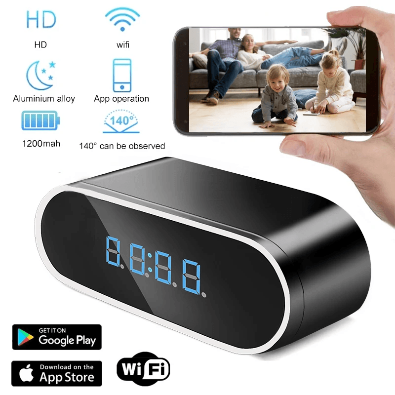 Clock Camera 1080P WiFi Wireless Mini Time Alarm Watch Security Night Vision Motion Sensor Remote Monitor Micro Smart Home Camera