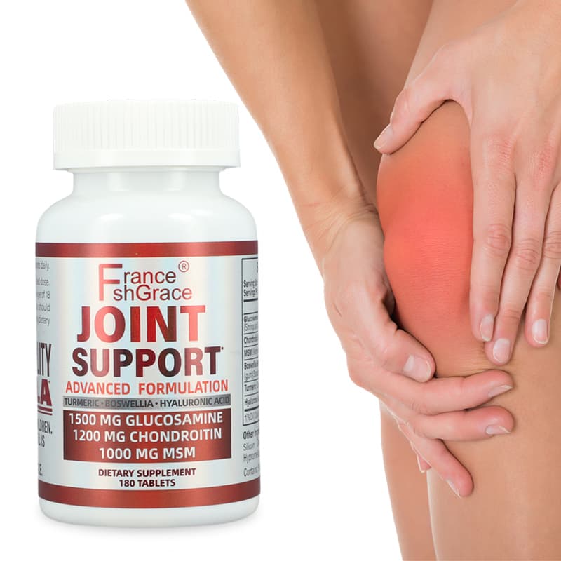 France Grace Advanced Joint Support Supplement – Glucosamine 1500mg, Chondroitin 1200mg & MSM 1000mg with Turmeric, Boswellia & Hyaluronic Acid – Bone, Cartilage & Joint Health Formula – 180 Tablets