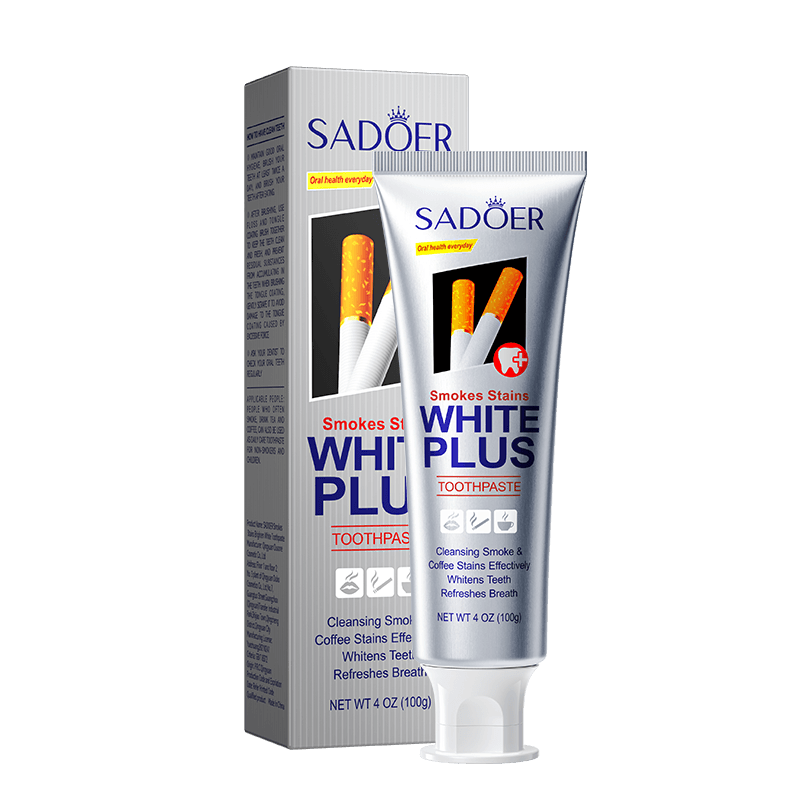 SADOER White Plus Smoke Stain Whitening Toothpaste – Deep Cleaning Toothpaste for Removing Smoke, Coffee & Tea Stains, Whitening Teeth, Fresh Breath & Daily Oral Care (100g)