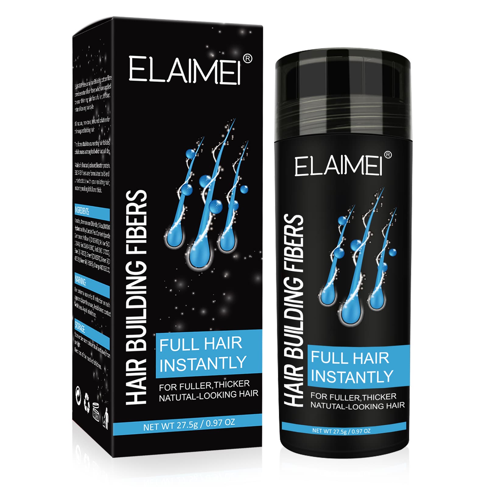 ELAIMEI Hair Fibers 27.5g – Instant Hair Loss Concealer & Thickening Powder for Men & Women