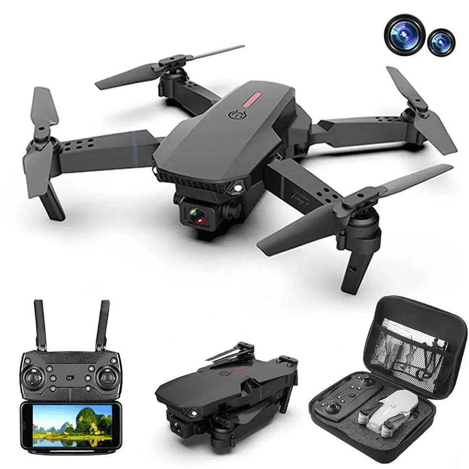 E88 Pro Drone with Camera - WiFi FPV 1080P HD Dual Foldable RC Quadcopter, Featuring Altitude Hold, Headless Mode, Visual Positioning, Auto Return, and Mobile App Control