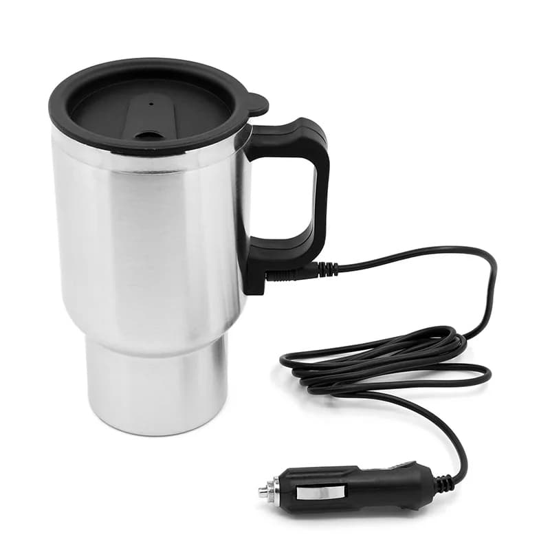 500ml Electric Car Kettle, Ideal for Camping and Travel, Perfect for Water, Coffee, and Milk, 12V Stainless Steel Thermal Mug.
