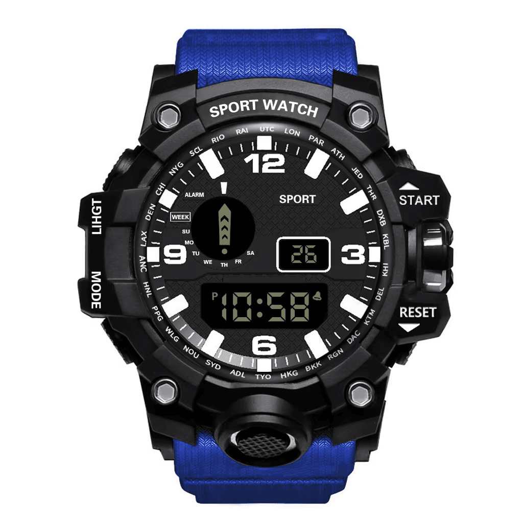 SW003 Military Tactical Dual Display Sports Watch – Waterproof Analog & Digital LED Wristwatch With Stopwatch, Alarm, Backlight, Calendar & Dual Time For Men