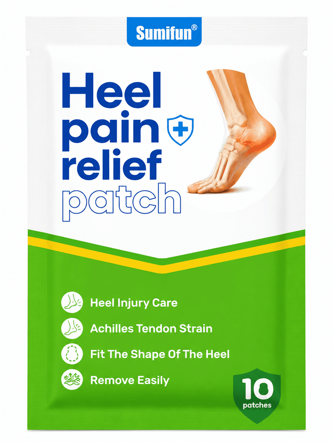 Sumifun Heel Pain Relief Patch – Advanced Achilles Tendon Support & Heel Pain Relief Therapeutic Patches (10 Patches Pack)