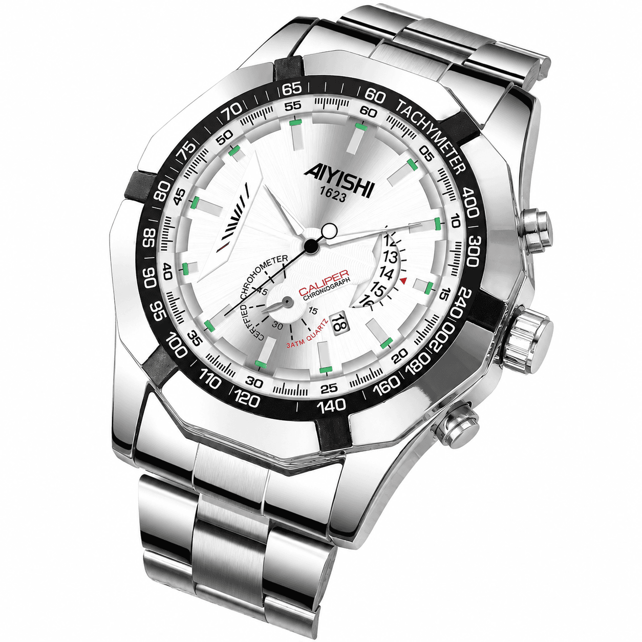 AIYISHI 1623 Premium Luxury Men Stainless Steel Analog Quartz Wrist Watch With Calendar Function And Elegant Business