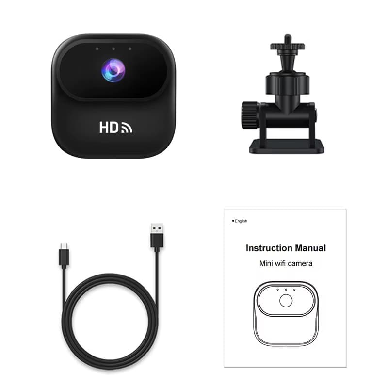 Wireless HD Mini WiFi Smart Security Spy Camera With Night Vision, Motion Detection, Remote Mobile Monitoring, USB Powered Indoor Surveillance Camera