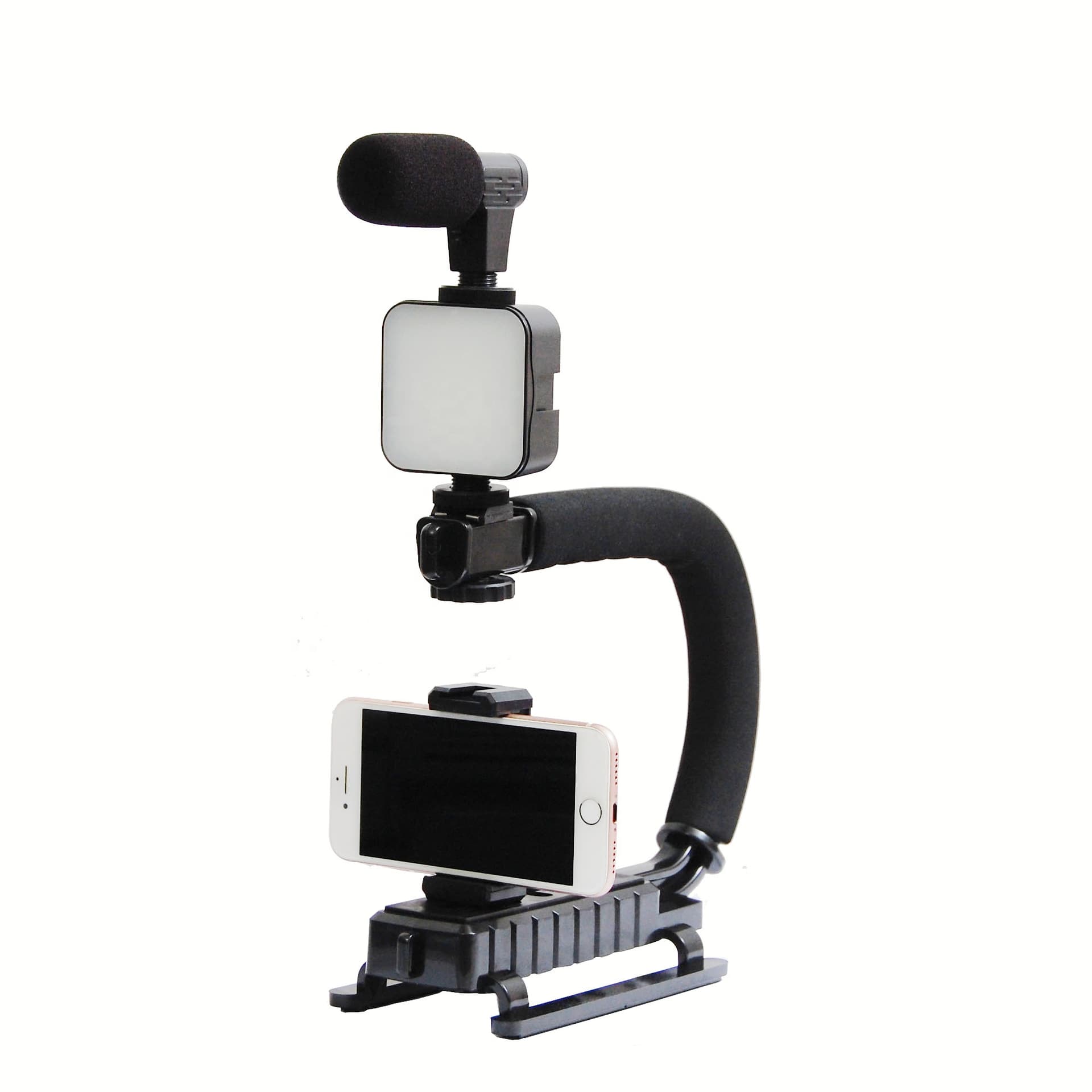 AY-49U Video Making Kit Universal Stabilizer C-Shape with Microphone & LED Light