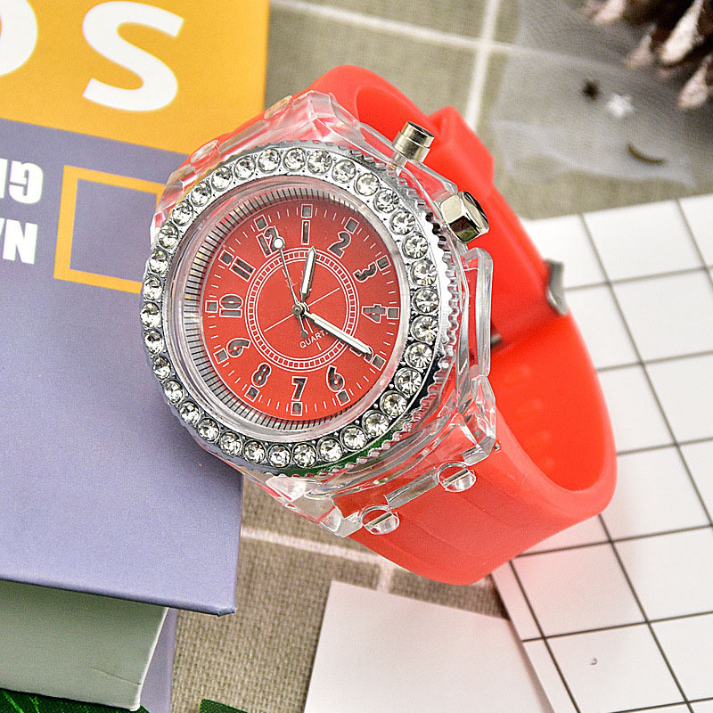 Wrist Watch with Analog Quartz Movement and Colorful LED Lights Water Resistance For Kids