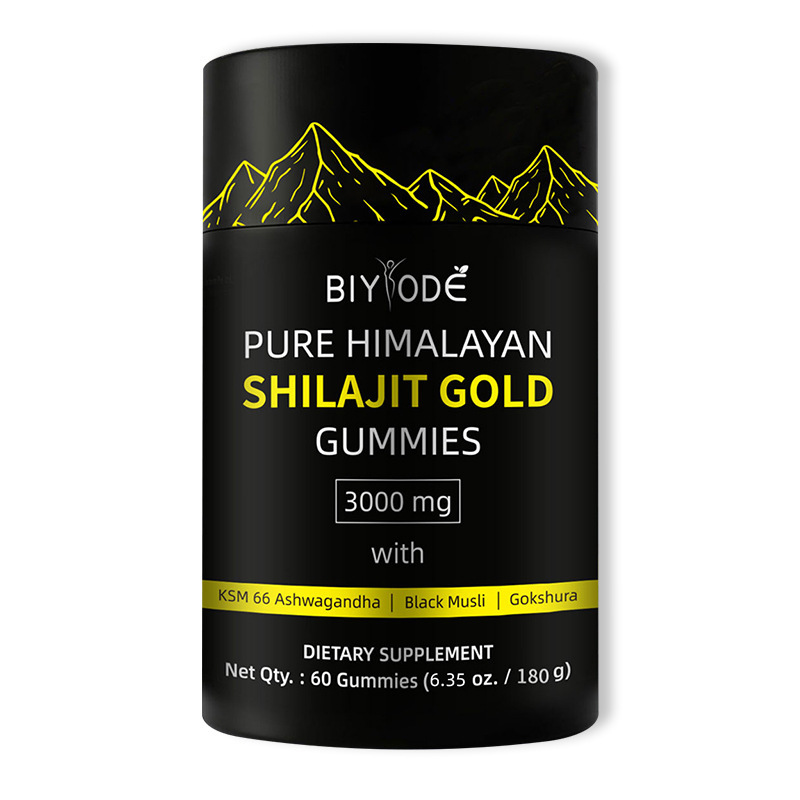 Biyodé Pure Himalayan Shilajit Gold Gummies 3000mg With KSM-66 Ashwagandha, Black Musli & Gokshura – Dietary Supplement (60 Gummies)