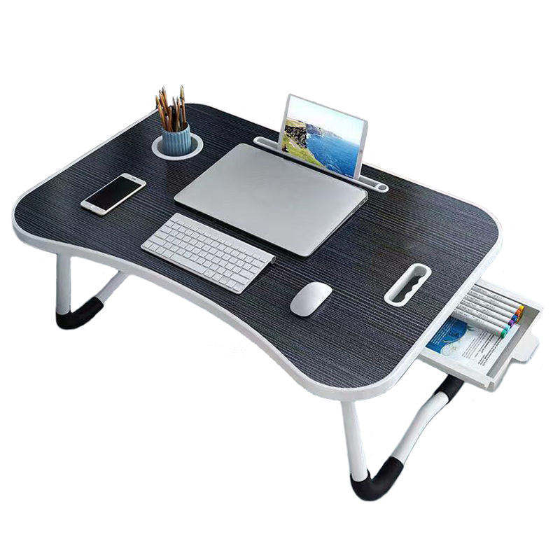 Portable Foldable Desk With Storage Drawer And Cup Holder, Lap Desk Laptop Stand Tray Table Floor Table Serving Tray For Eating, Reading And Working