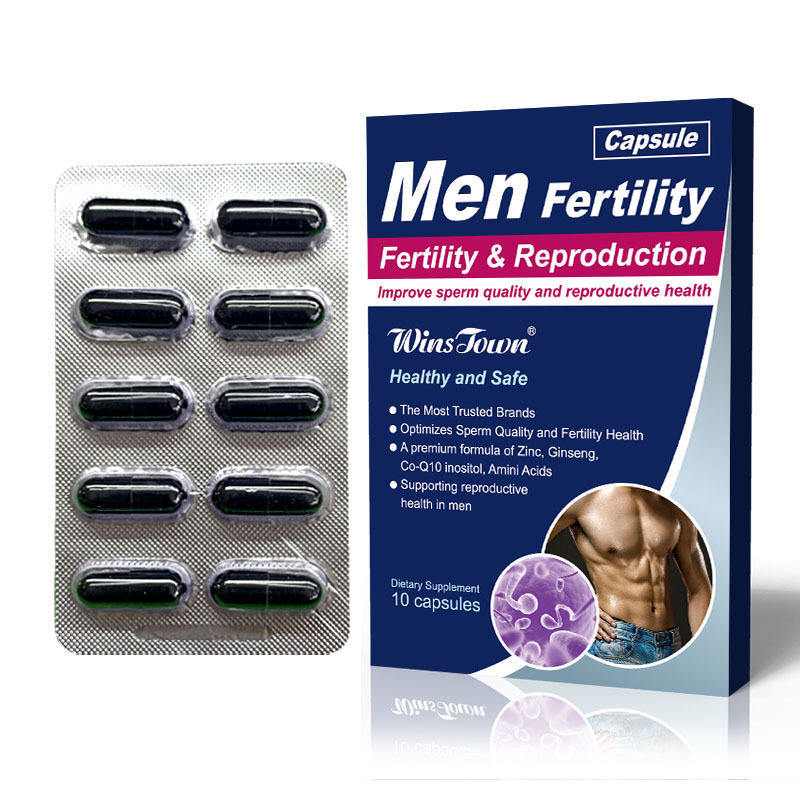 WinsTown Men's Fertility & Reproduction Capsules – Advanced Male Fertility Supplement With Zinc, Ginseng, CoQ10, Inositol & Amino Acids For Reproductive Health And Sperm Quality Support (10 Capsules)