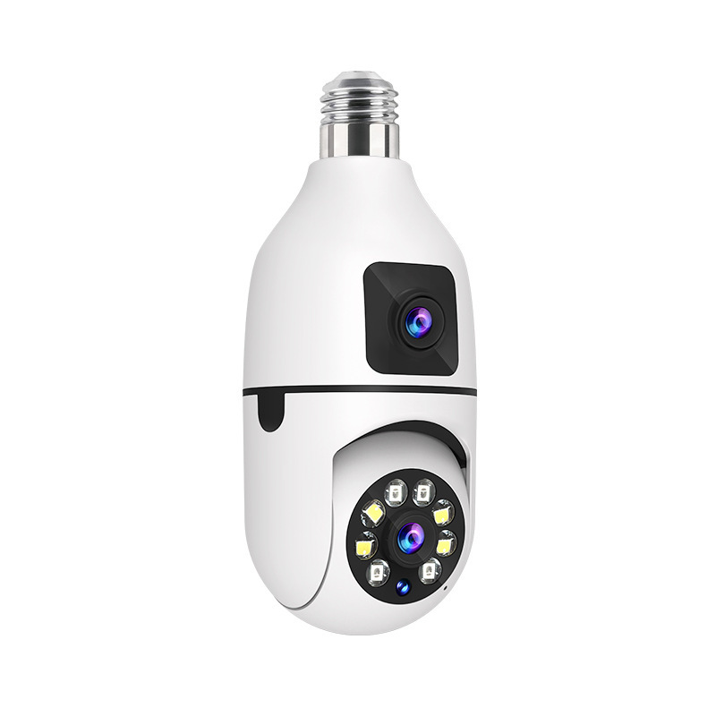 Dual Lens PTZ Bulb Camera 360° 1080P – Motion Tracking, Night Vision & Two-Way Audio Security Camera
