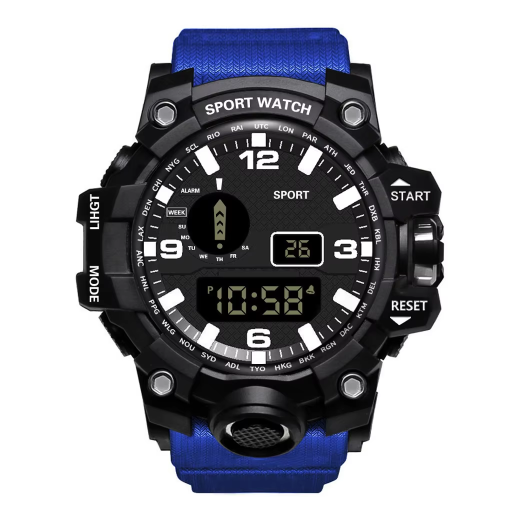 SW003 Military Tactical Dual Display Sports Watch – Waterproof Analog & Digital LED Wristwatch With Stopwatch, Alarm, Backlight, Calendar & Dual Time For Men