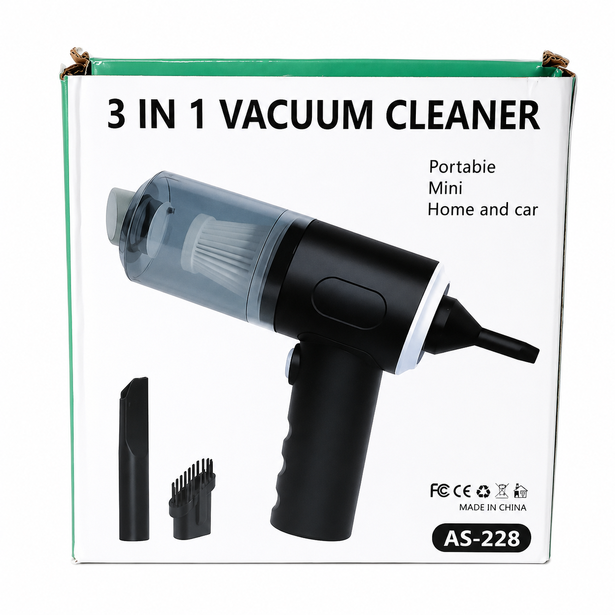 AS-228 3-in-1 Portable Cordless Mini Vacuum Cleaner For Home, Car & Office With Crevice Nozzle And Brush Attachment