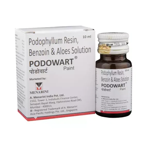 Menarini PODOWART Paint – Podophyllum Resin, Benzoin & Aloes Solution for Warts – Topical Wart Treatment Paint, 10ml