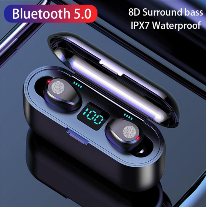 F9 Earphone Wireless Headphone Stereo Min Headset Sport Earbuds Bluetooth 5.0 Microphone With Charging Box For Smart Phone