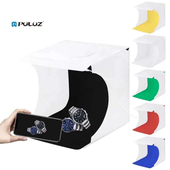 PULUZ 20cm LED Panels Folding Portable Light Photo Lighting Studio Shooting Tent Box Kit 6 Colors Backdrops
