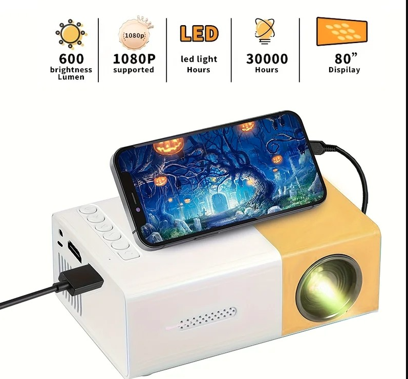 YG300 LED Portable Projector 500LM 3.5mm Audio 320x240 Pixel HDMI USB Mini YG-300 Projector Home Media Player