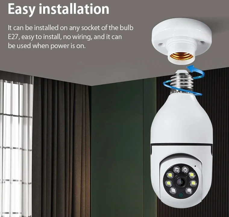 E27 Wireless WiFi Bulb Mini Camera Full HD 1080P 360 Degree Auto Rotate IP Cam Smart Home Security Remote View Panoramic Camcorders - Image 5