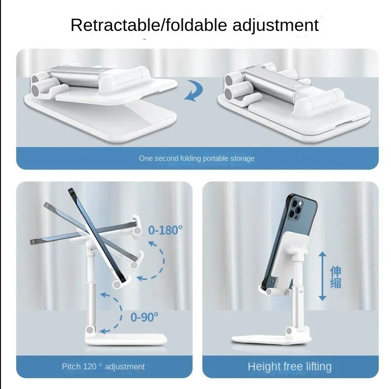 Mobile Phone Holder Stand, Angle Height Adjustable, Fully Foldable Cell Phone Holder, Compatible with Smartphones/iPhone/iPad/Tablets/Kindle - Image 3