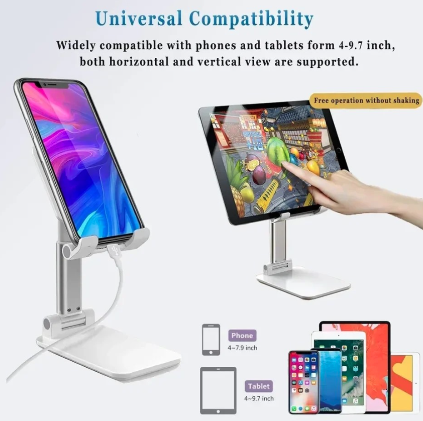 Mobile Phone Holder Stand, Angle Height Adjustable, Fully Foldable Cell Phone Holder, Compatible with Smartphones/iPhone/iPad/Tablets/Kindle - Image 2