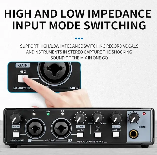 GAX-MD22 Audio Interface Recording Live Dubbing Equipment Singing USB External Guitar Audiobook Professional Sound Card - Image 3