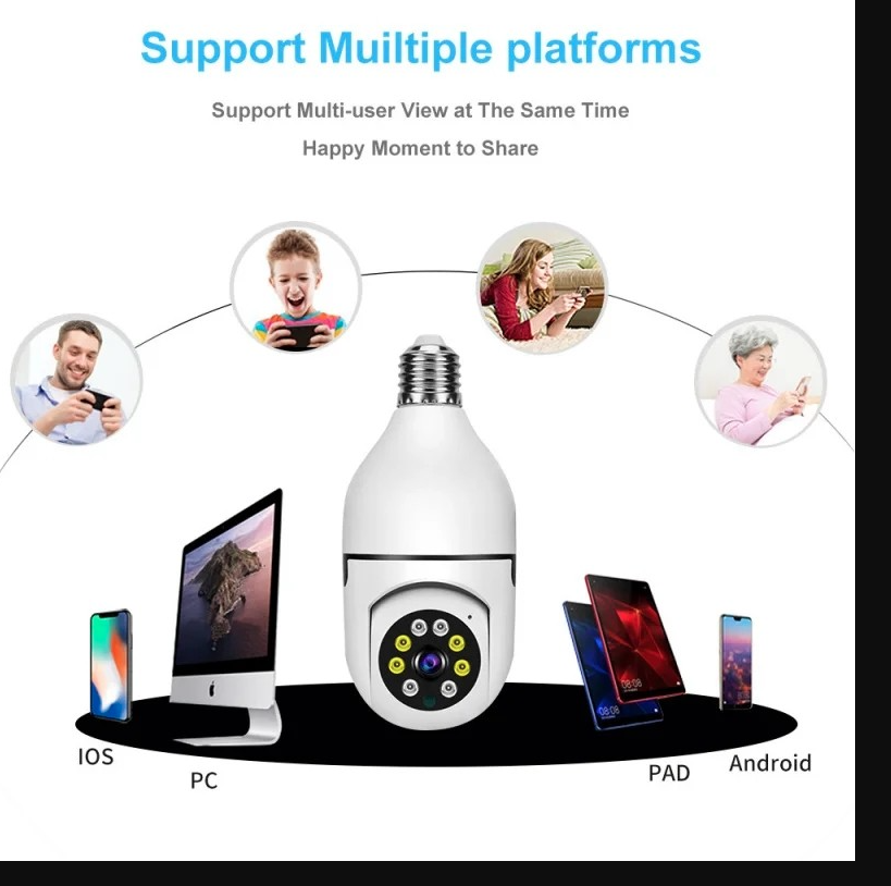 E27 Wireless WiFi Bulb Mini Camera Full HD 1080P 360 Degree Auto Rotate IP Cam Smart Home Security Remote View Panoramic Camcorders - Image 4