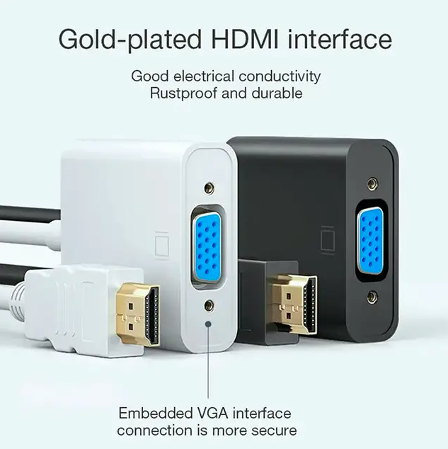 HDMI to VGA Adapter Male To Famale Converter for PS4 1080P HDMI-VGA Adapter With Video Audio Cable Jack HDMI VGA For PC TV Box - Image 4