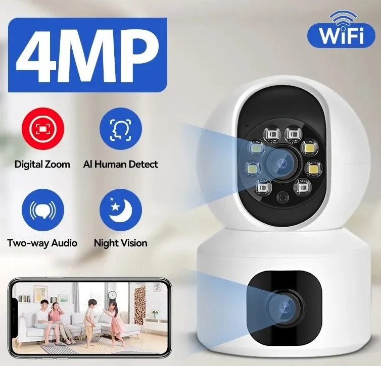 4MP PTZ WiFi Camera Dual Lens with Dual Screen Human Detection Night Vision Outdoor Surveillance Camera Two-way Audio - Image 2