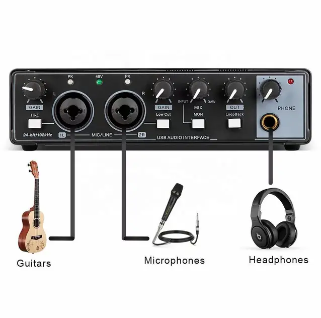 GAX-MD22 Audio Interface Recording Live Dubbing Equipment Singing USB External Guitar Audiobook Professional Sound Card - Image 2