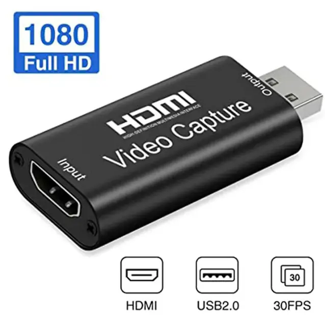 Video Capture Card Adapter HDMI to USB 3.0, 4K Compatible, HD Camera, Recording Capture Device for Live Streaming, Broadcasting, Gaming Record, Video Conference