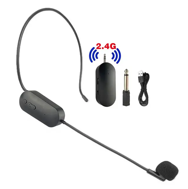 Wireless Lavalier Microphone Set Transmitter with Receiver 2.4G for Amplifier Voice Speaker Teaching Tour Guide