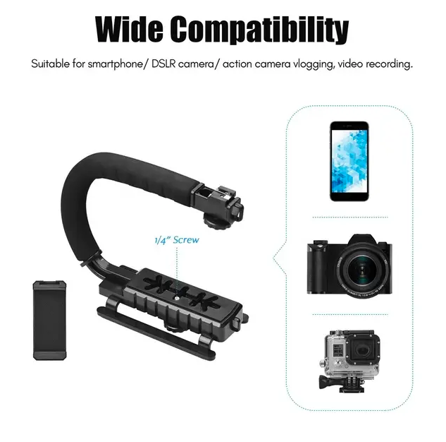 AY-49U Video Making Kit Universal Stabilizer C-Shape with Microphone & LED Light - Image 7