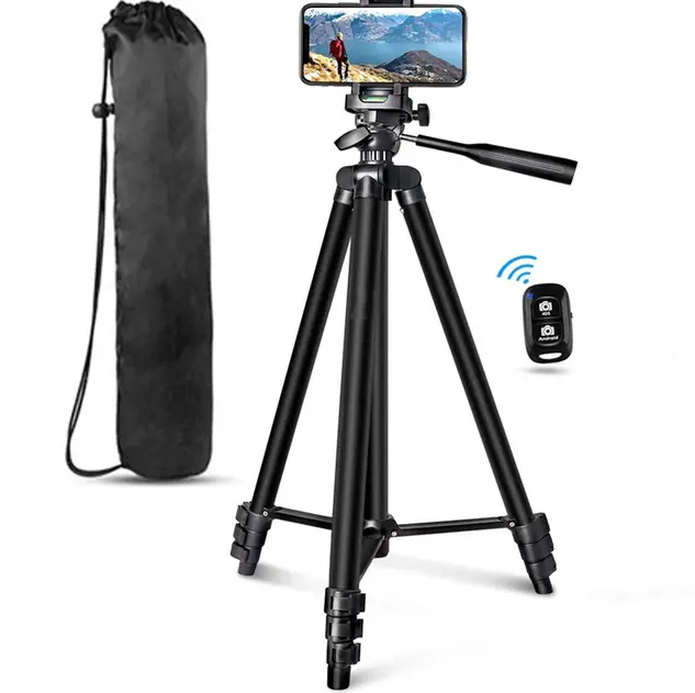 360 Tripod Stand for DSLR Camera and Iphone Android Mobile Phone Photography and Videos, 1/4'' inch screw for mobile holder mount,