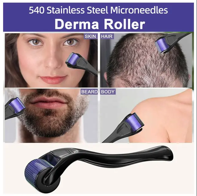 Micro Needling 540 Roller Derma Roller 0.5mm Titanium Hair Regrowth Beard Growth Anti-Hair Loss Treatment - Image 3